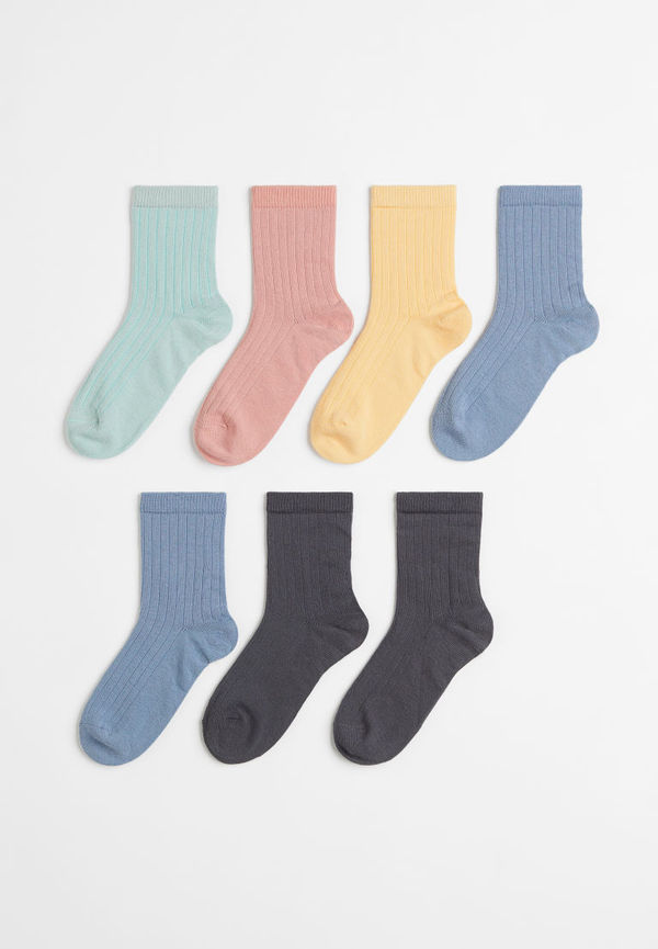 H & M - 7-pack ribbade strumpor - Blå