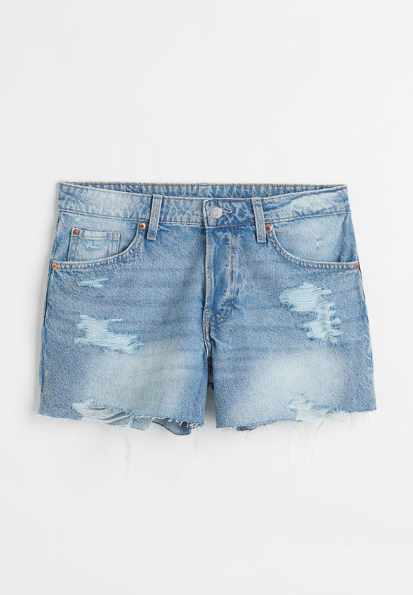 H & M - 90's Boyfriend Low Jeansshorts - Blå