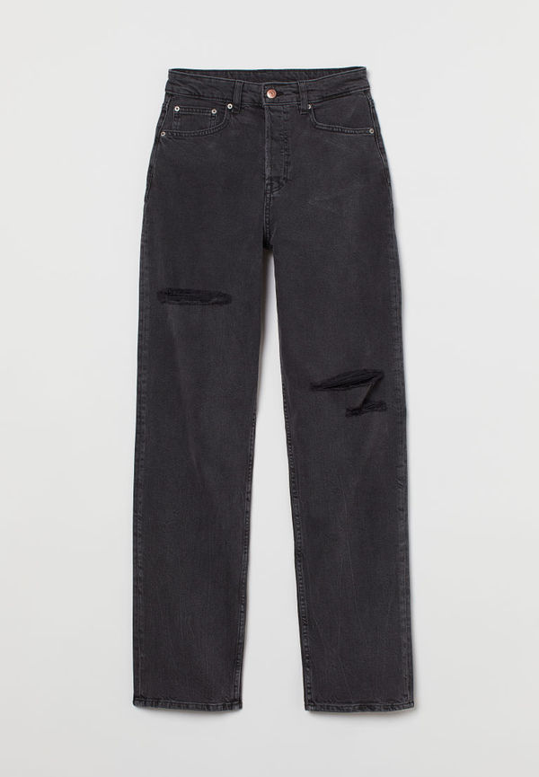 H & M - 90's Straight High Jeans - Svart