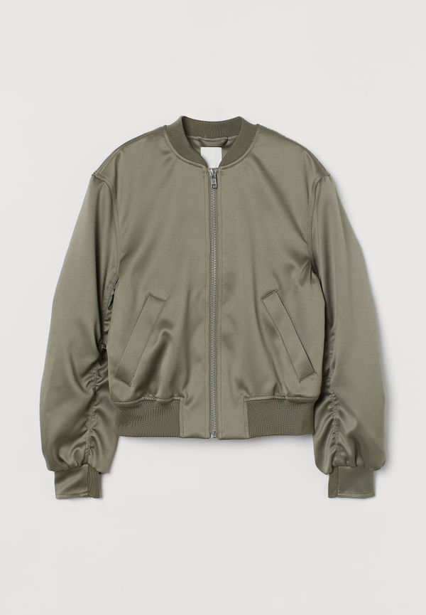 H & M - Bomberjacka i satin - Grön