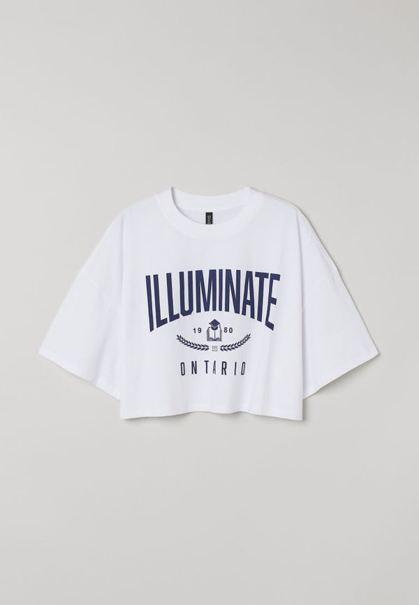 H & M - Croppad t-shirt - Vit