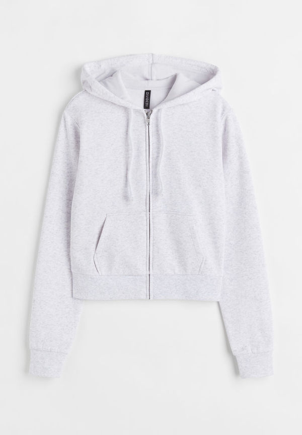 H & M - Cropped zip-through hoodie - Grå