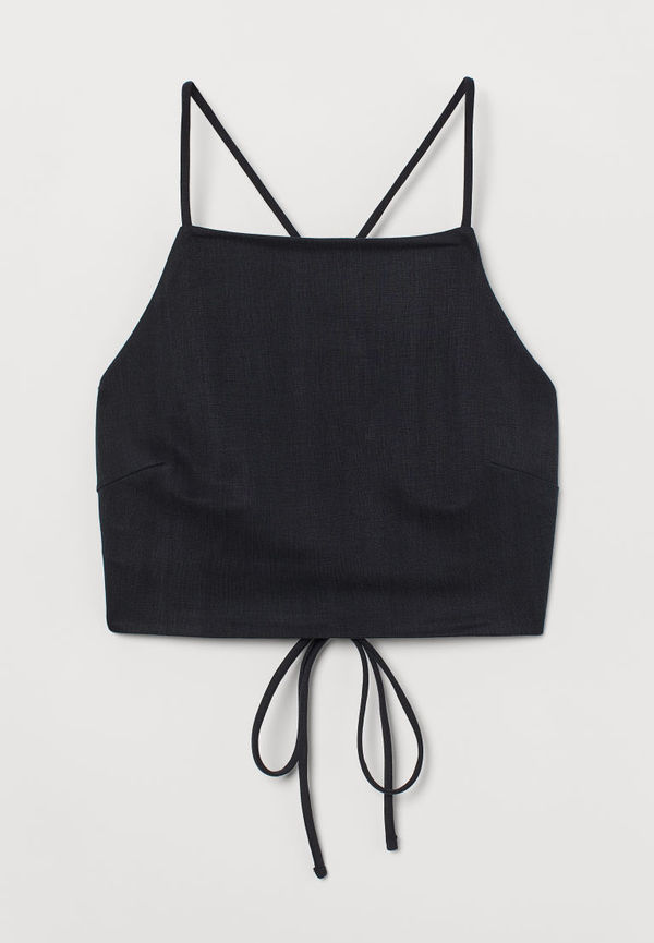 H & M - Croptop med öppen rygg - Grå