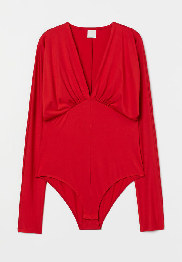 H & M - Draperad body - Röd