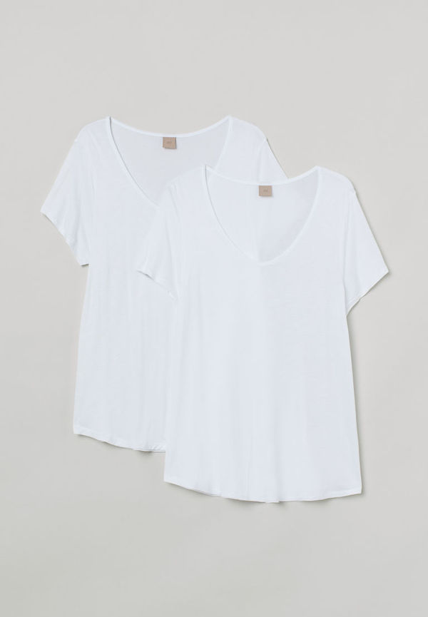 H & M - H & M+ 2-pack t-shirt i viskos - Vit