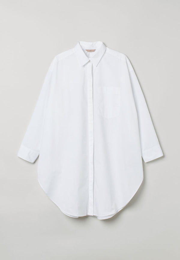 H & M - H & M+ Lång bomullsskjorta - Vit