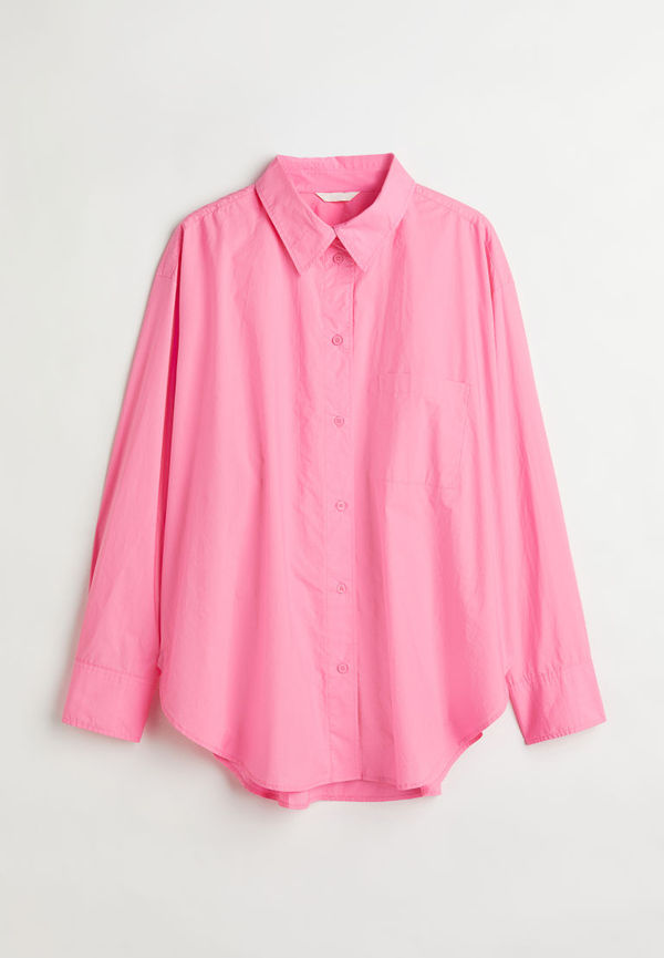 H & M - H & M+ Oversized bomullsskjorta - Rosa