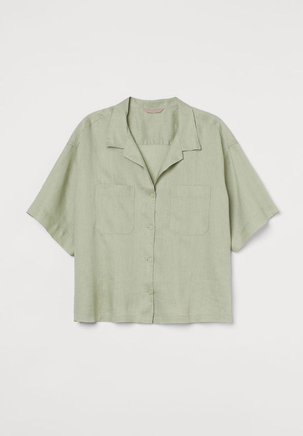 H & M - H & M+ Resortskjorta i linne - Grön