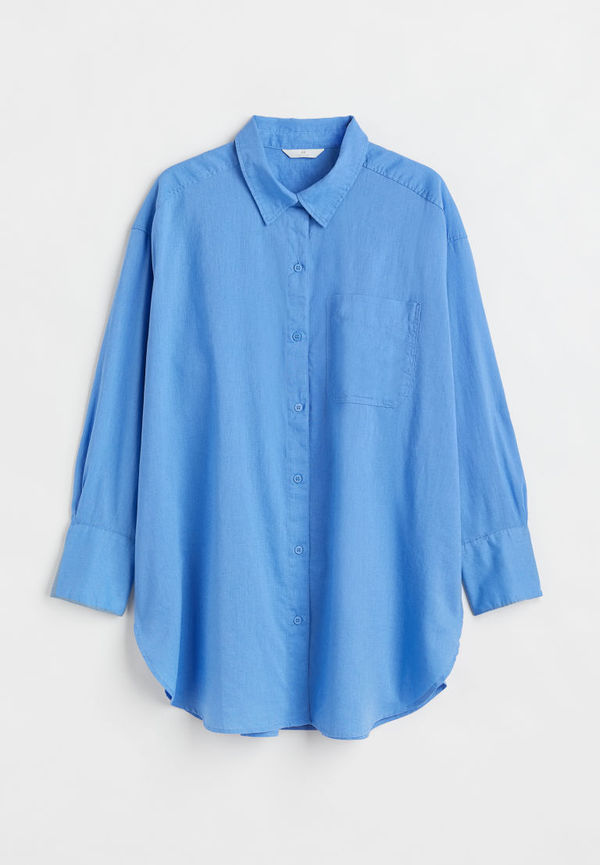 H & M - H & M+ Skjorta i linmix - Blå