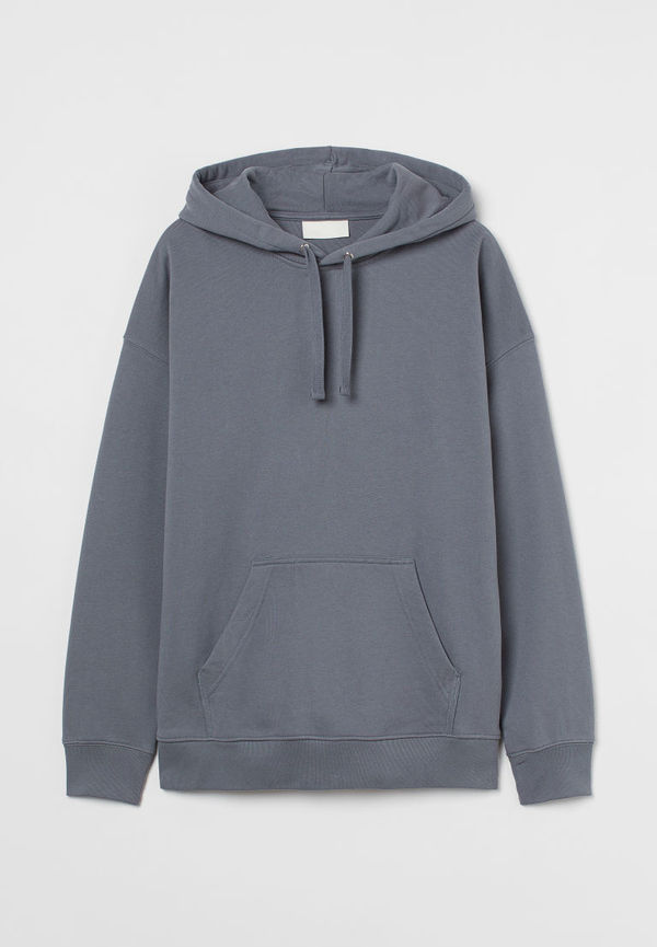 H & M - Huvtröja i bomull Oversized Fit - Grå