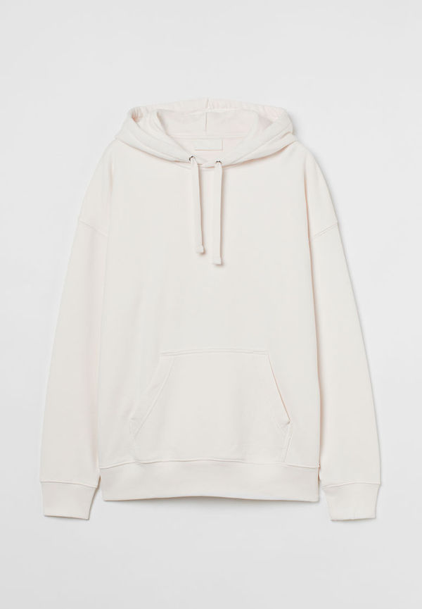 H & M - Huvtröja i bomull Oversized Fit - Vit