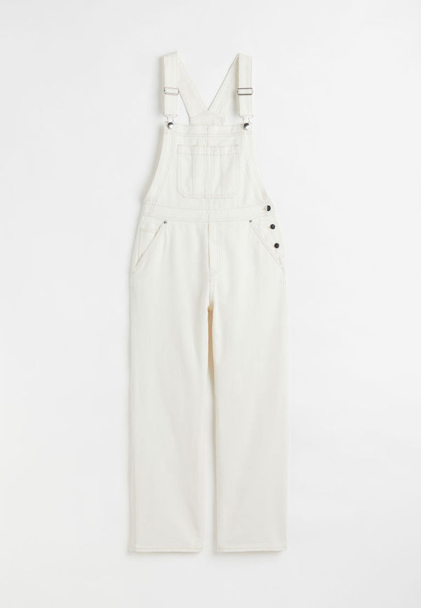 H & M - Hängselbyxa i denim - Vit