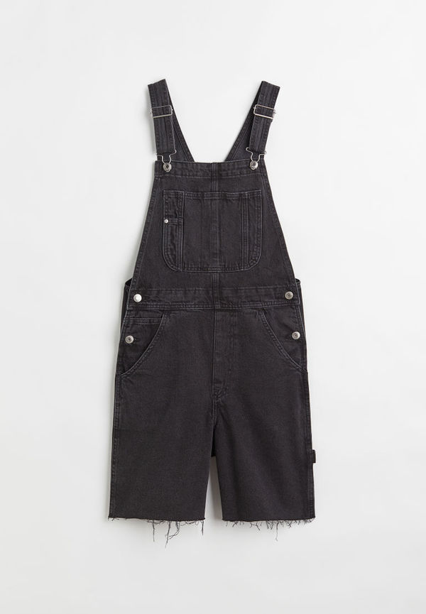H & M - Hängselshorts i denim - Svart
