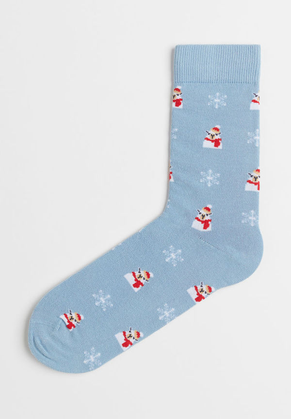 H & M - Jacquardstickade strumpor - Blå