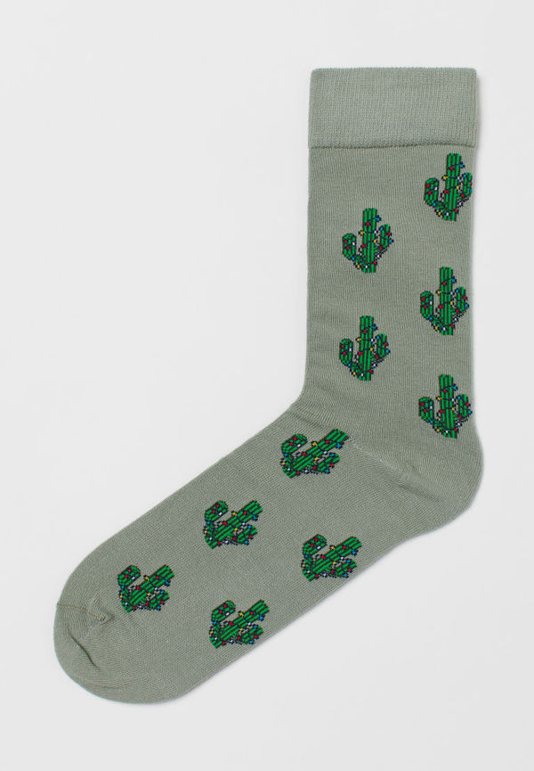 H & M - Jacquardstickade strumpor - Grön