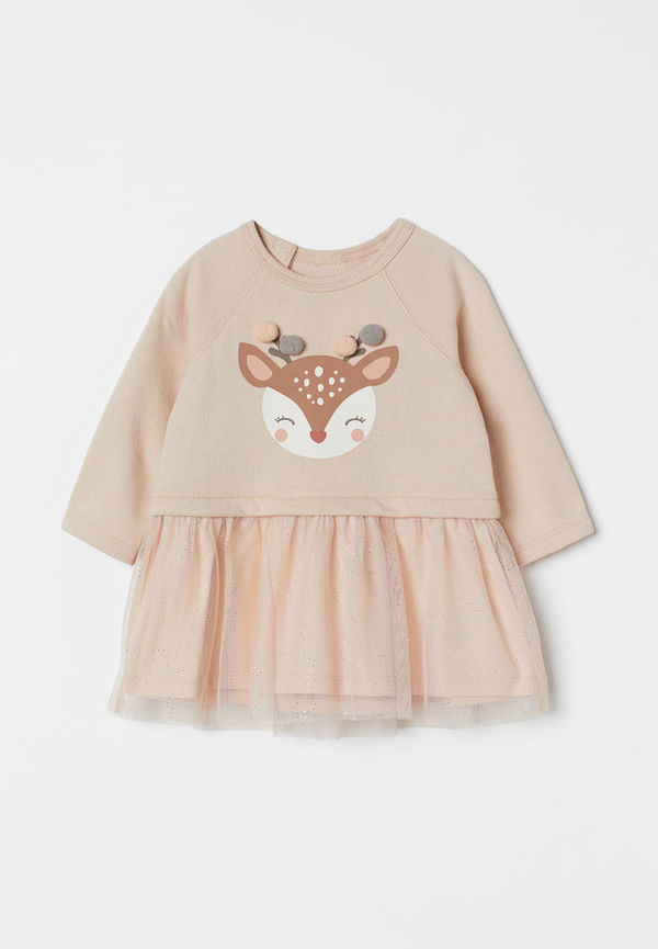 H & M - Klänning med tyllkjol - Beige