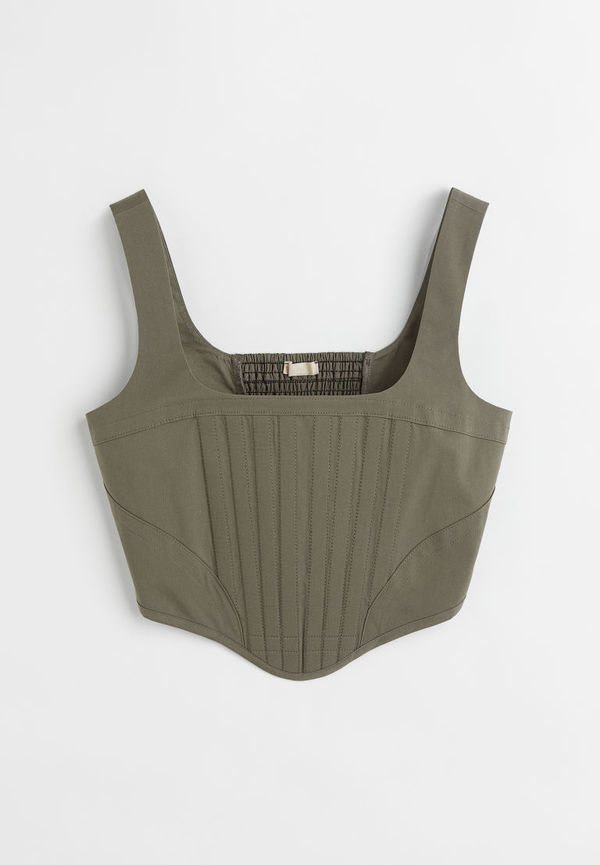 H & M - Kort bustiertopp - Grön