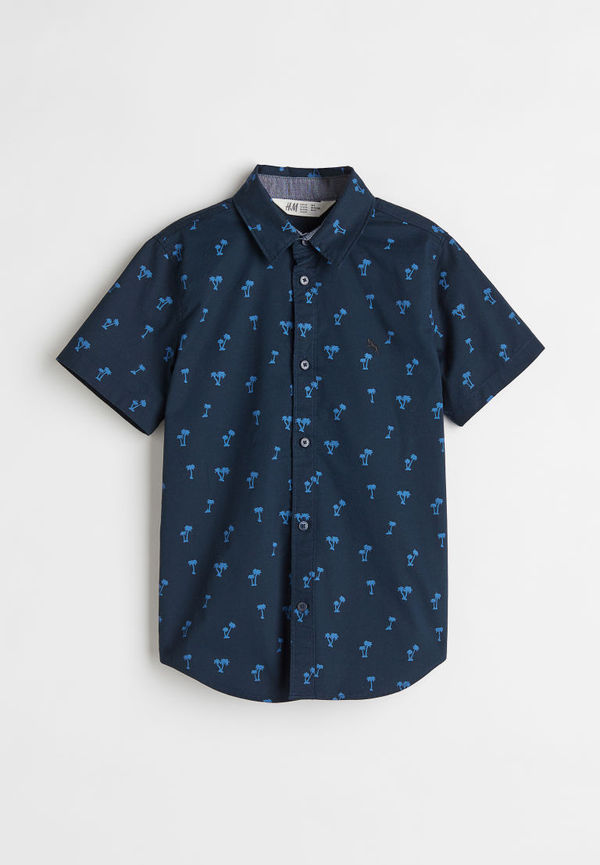 H & M - Kortärmad bomullsskjorta - Blå