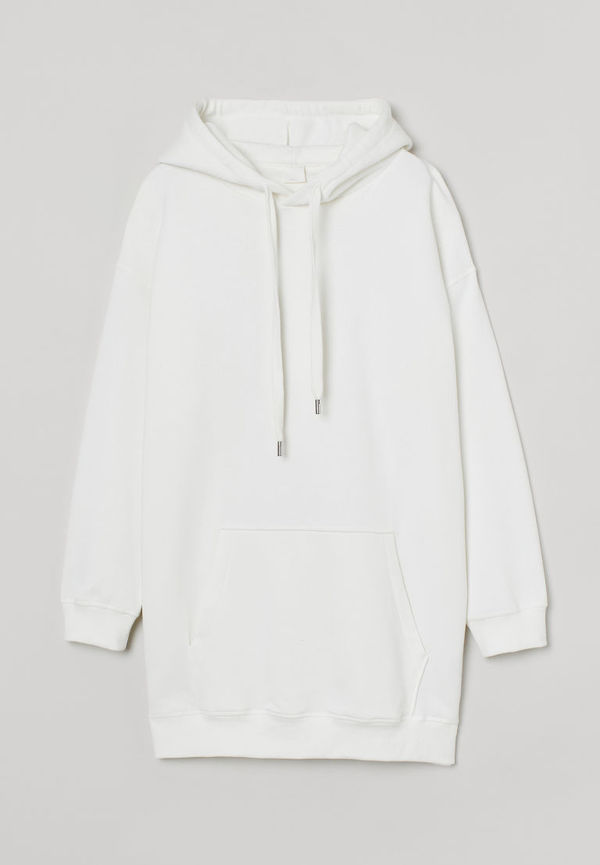 H & M - Lång huvtröja - Vit