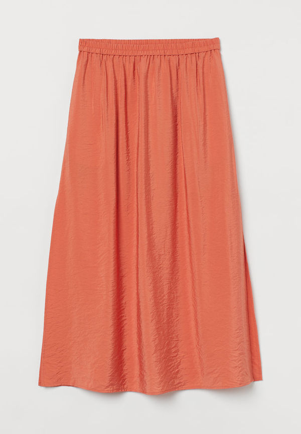 H & M - Lång kjol med slits - Orange