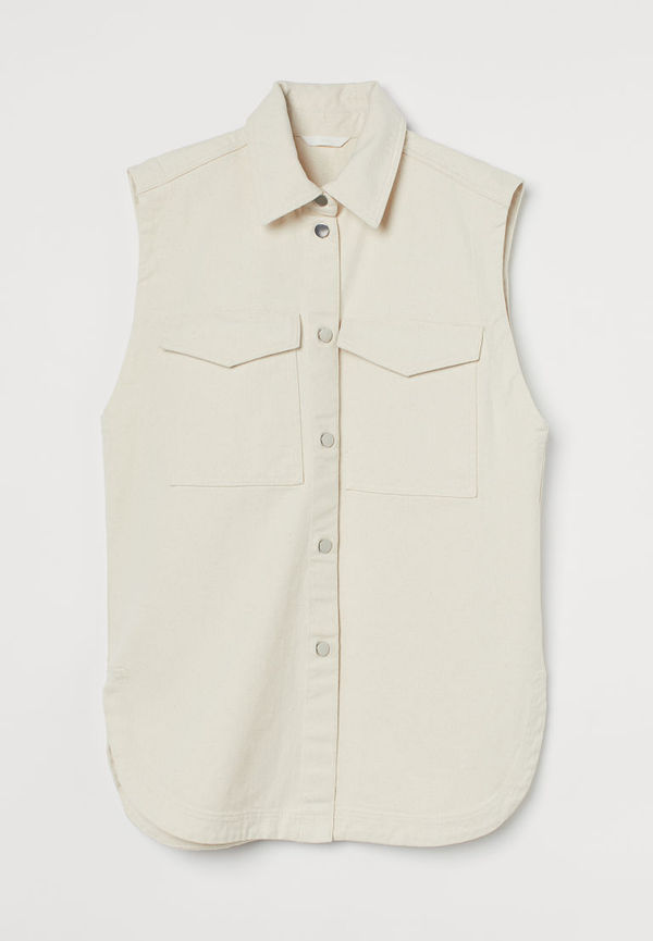 H & M - Oversized denimväst - Vit