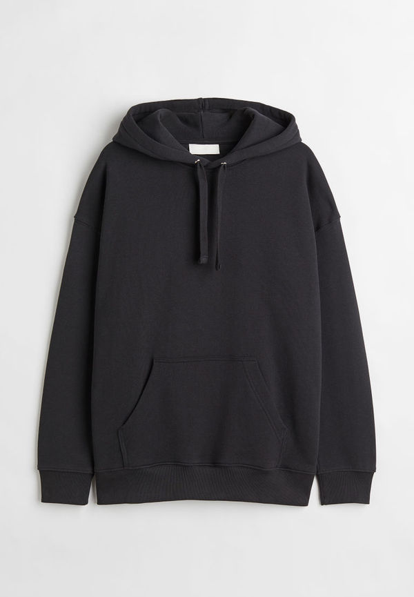 H & M - Oversized Fit Cotton hoodie - Svart