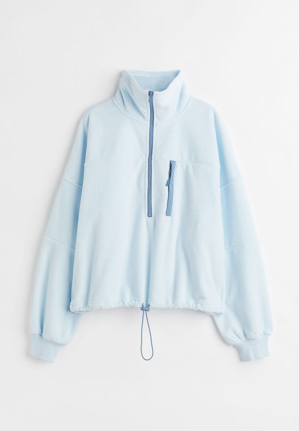H & M - Oversized fleecetröja med ståkrage - Blå