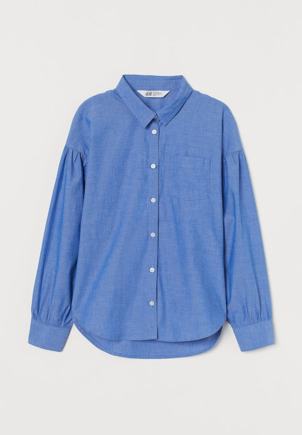 H & M - Oversized skjorta i bomull - Blå