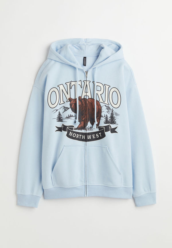 H & M - Oversized zip-through hoodie - Blå