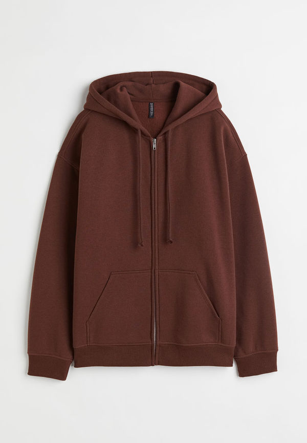 H & M - Oversized zip-through hoodie - Brun