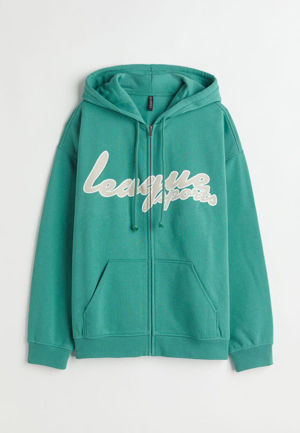 H & M - Oversized zip-through hoodie - Grön