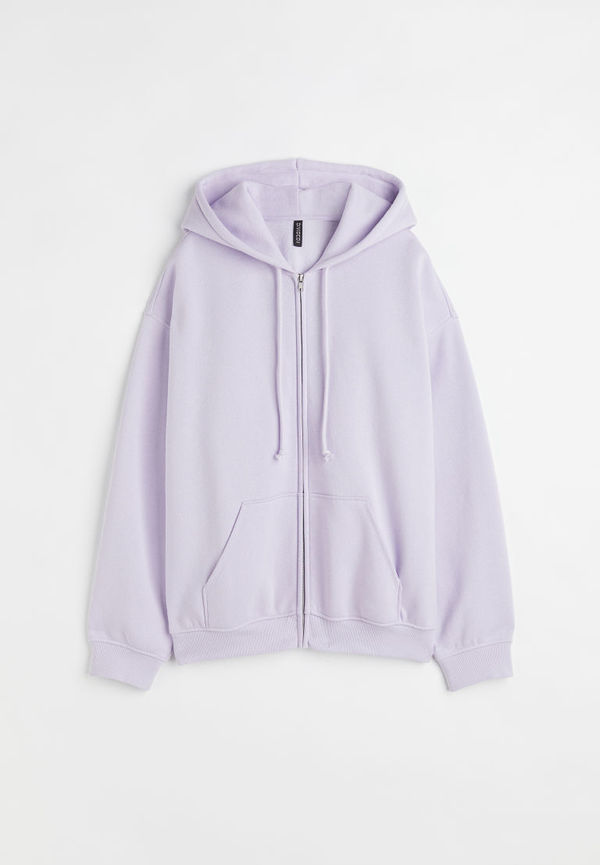 H & M - Oversized zip-through hoodie - Lila