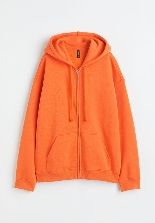 H & M - Oversized zip-through hoodie - Orange
