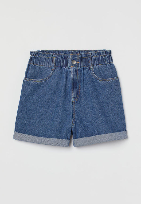 H & M - Paper bag-shorts i denim - Blå