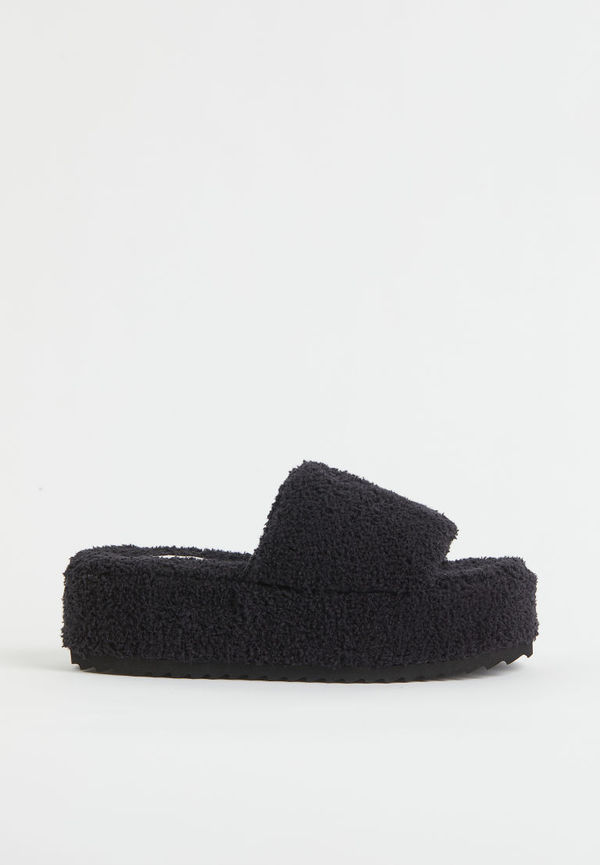 H & M - Platåtofflor i frotté - Svart