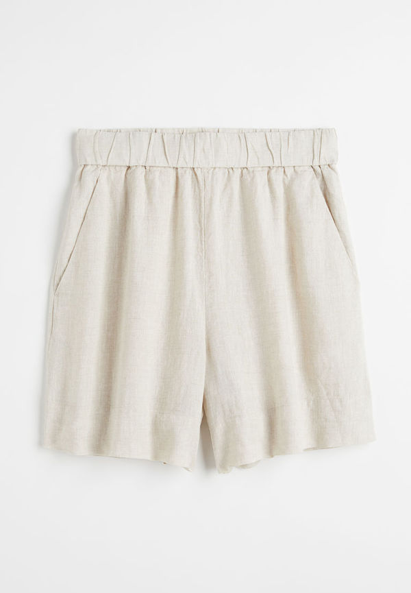 H & M - Pull on-shorts i linne - Beige