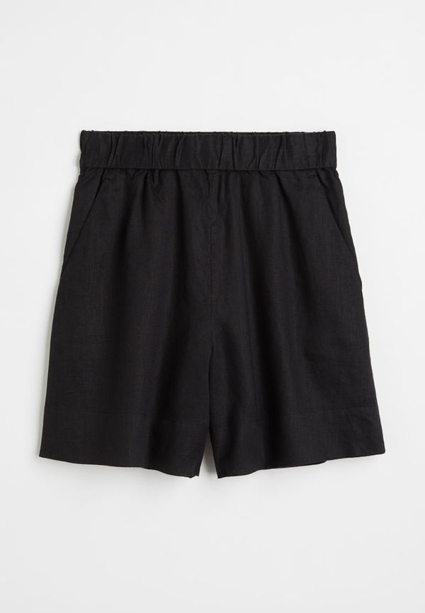 H & M - Pull on-shorts i linne - Svart