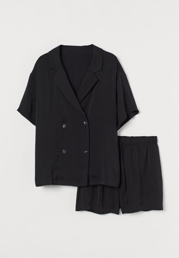 H & M - Pyjamas i satin - Svart