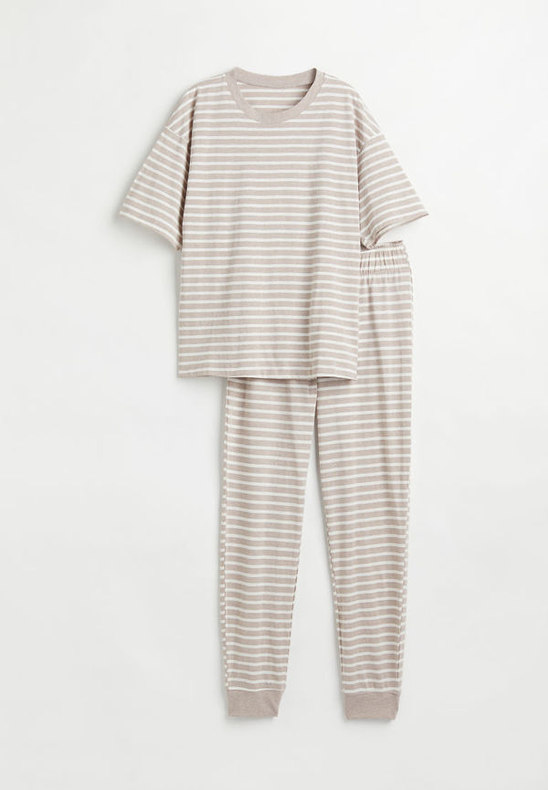 H & M - Pyjamas i trikå - Vit