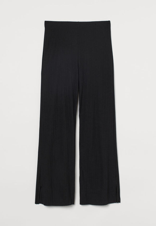 H & M - Ribbad byxa i trikå - Svart