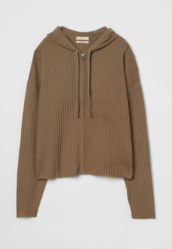 H & M - Ribbad munkjacka i kashmirmix - Grön