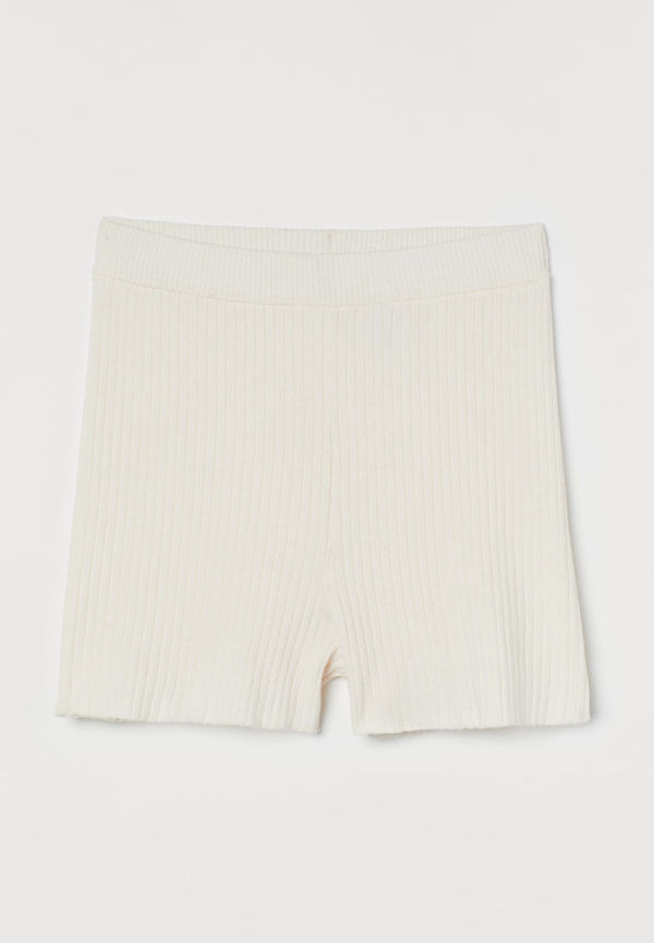H & M - Ribbstickade shorts - Vit