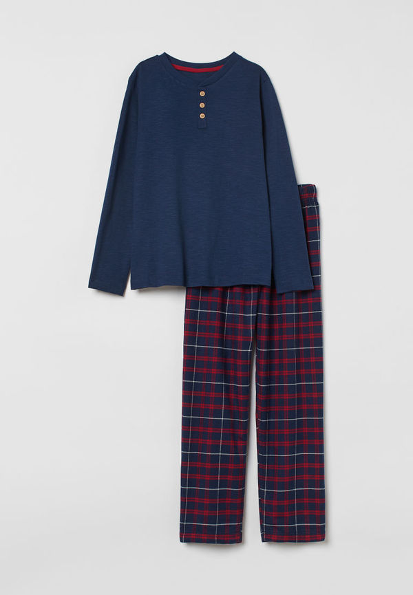 H & M - Rutig pyjamas - Blå