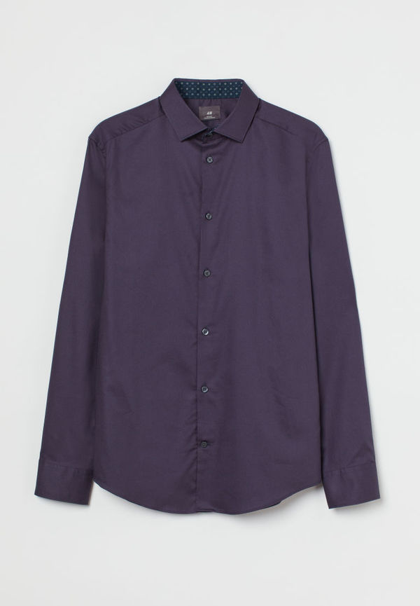 H & M - Skjorta i premium cotton Slim Fit - Blå