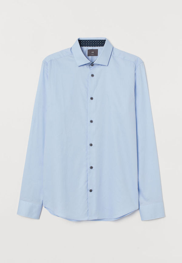 H & M - Skjorta i premium cotton Slim Fit - Blå