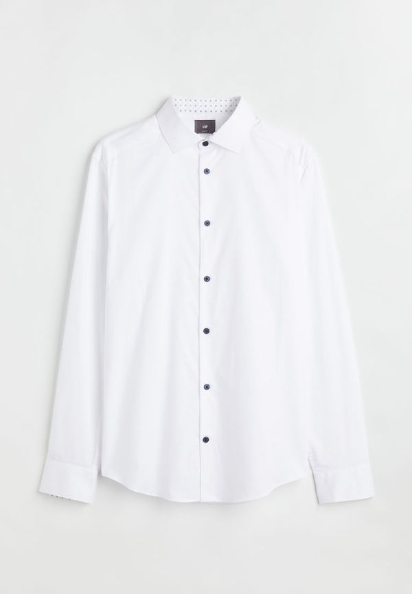 H & M - Skjorta i premium cotton Slim Fit - Vit