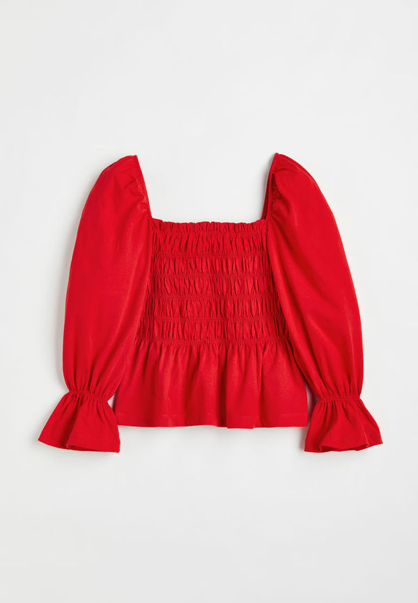 H & M - Smocked top - Röd