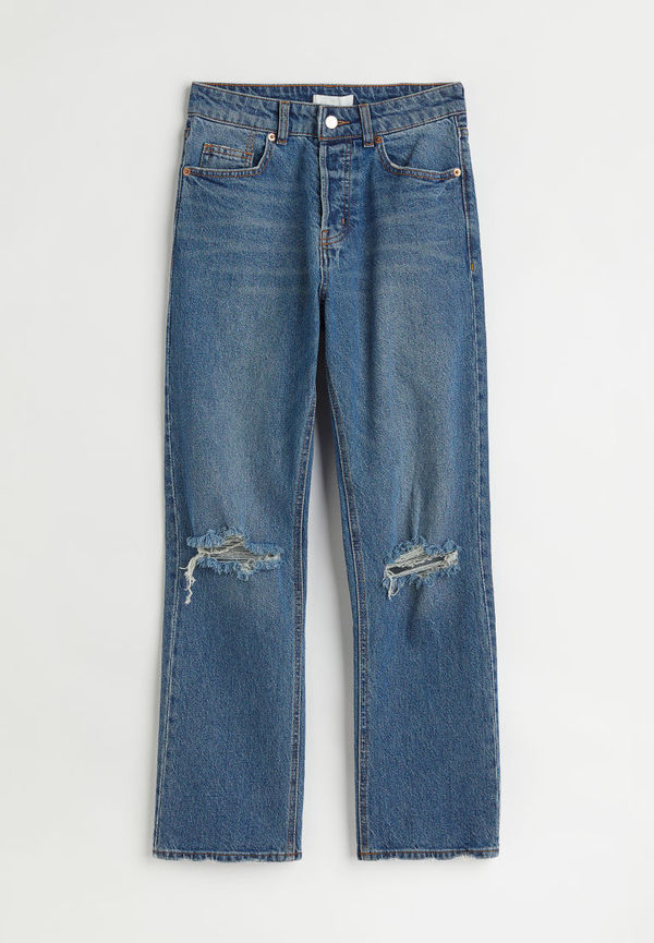 H & M - Straight High Ankle Jeans - Blå