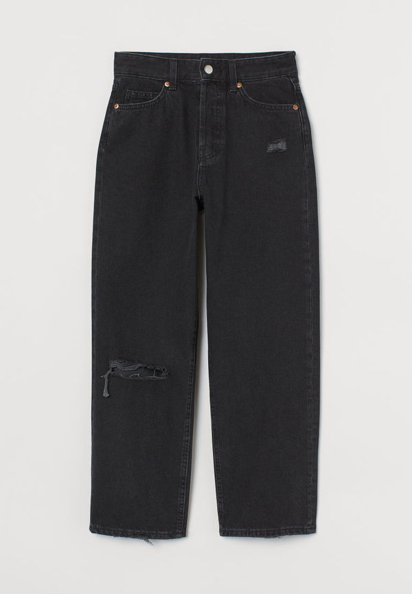 H & M - Straight High Ankle Jeans - Grå