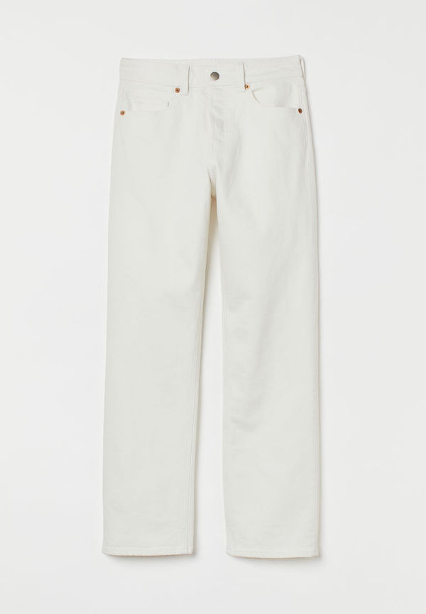 H & M - Straight High Ankle Jeans - Vit